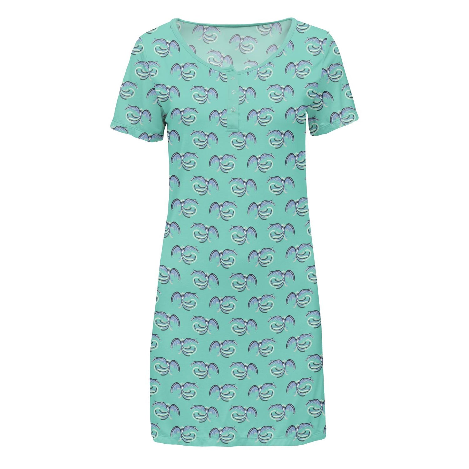Women's Print Short Sleeve Nightshirt in Glass Phoenix
