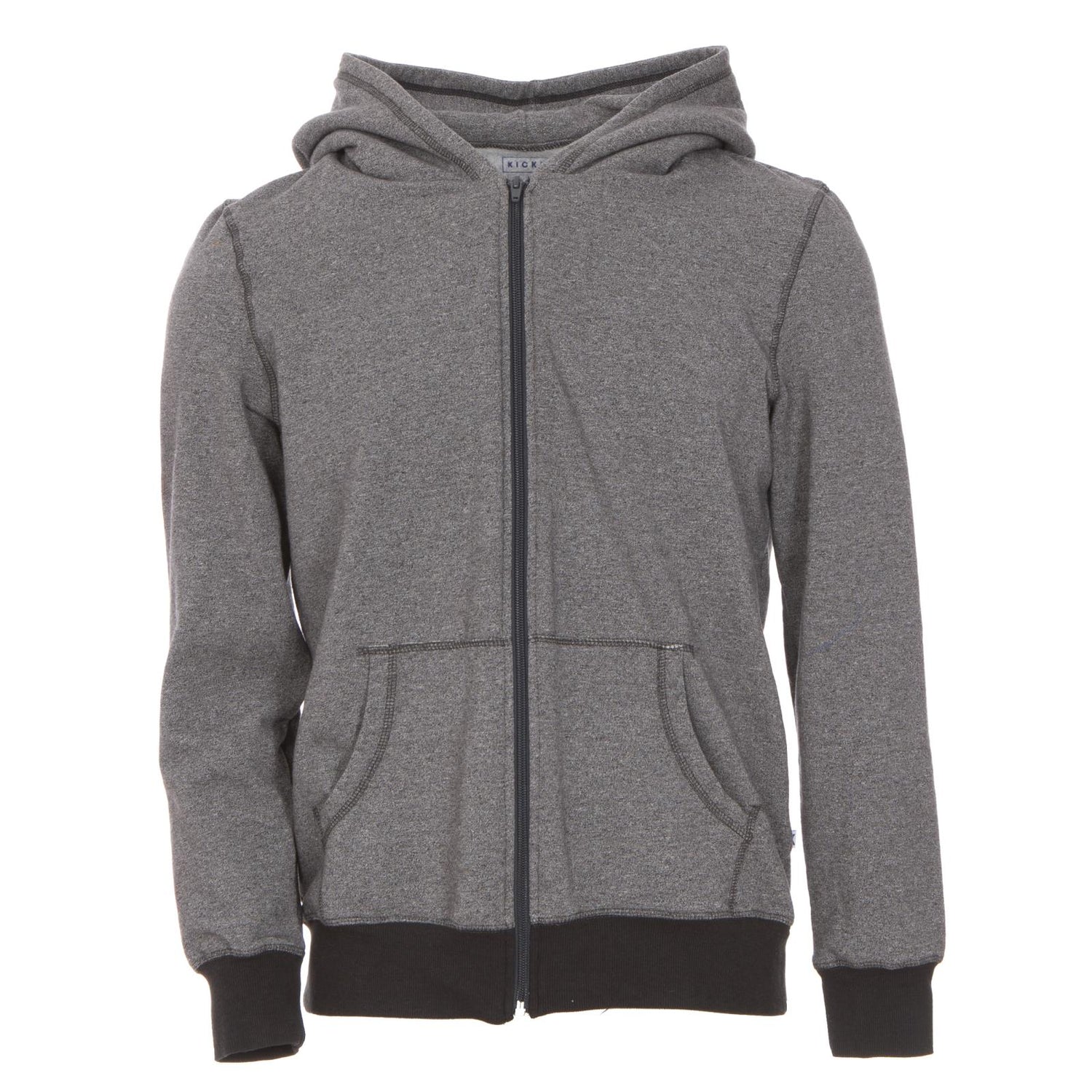 Men's Solid Fleece Zip-Front Hoodie in Heathered Zebra