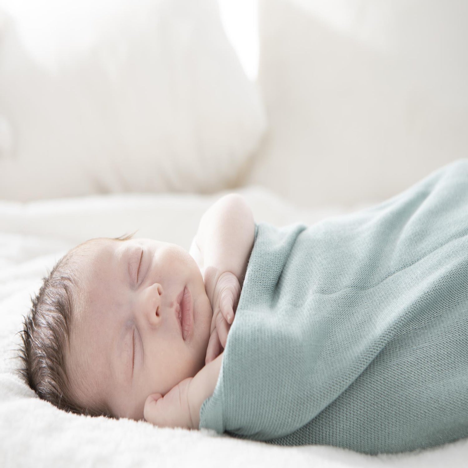 Knitted Stroller Blanket in Jade