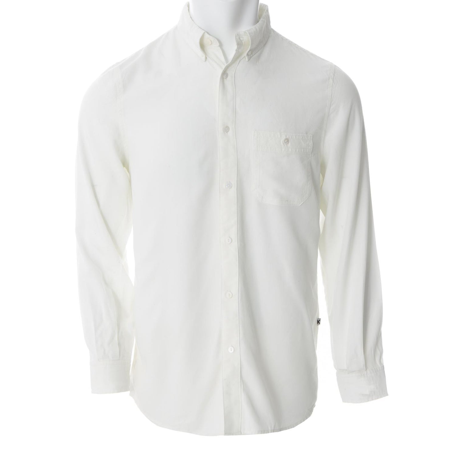 Men's Solid Long Sleeve Woven Button-Down Shirt in Natural