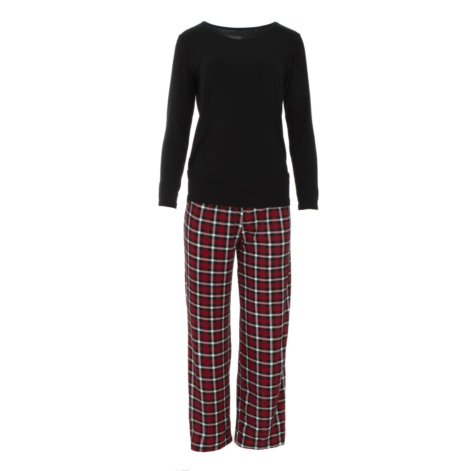 Long Sleeve Loosey Goosey Tee & Pant Set in Crimson Holiday Plaid