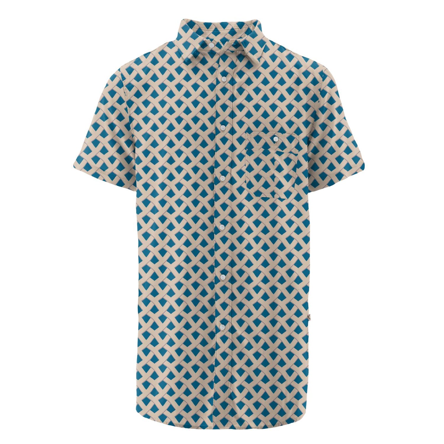 Men's Print Short Sleeve Woven Shirt in Blueberry Pie