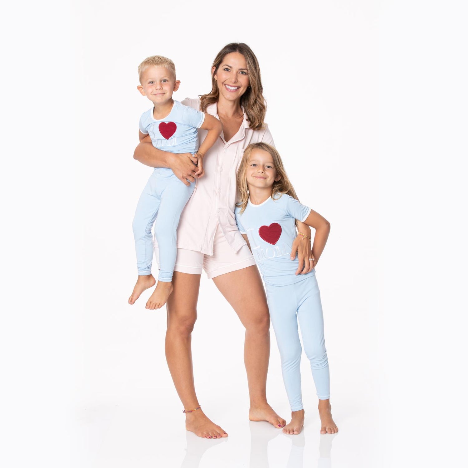 Women's Short Sleeve Collared Pajama Set with Shorts in Macaroon with Natural