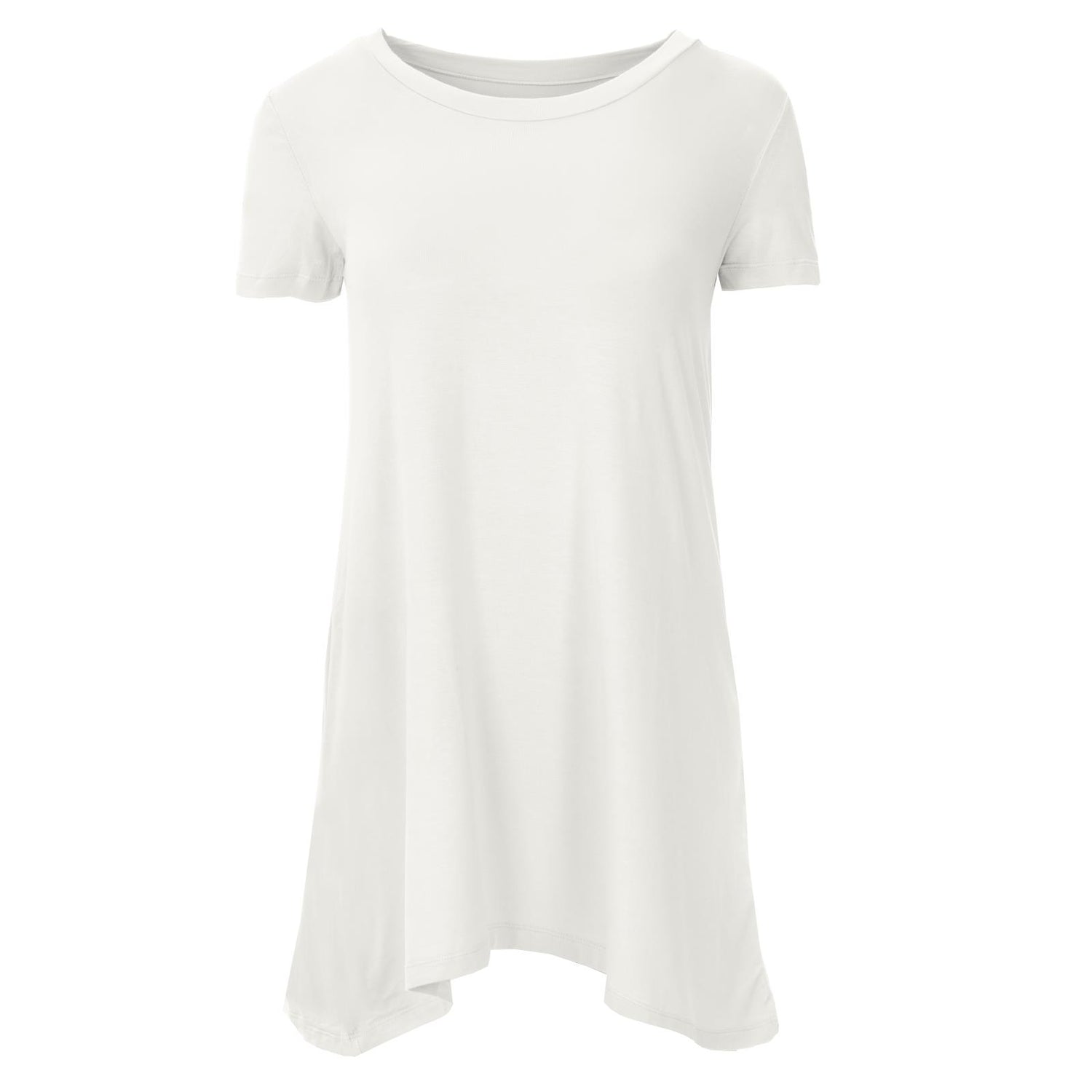 Women's Solid Short Sleeve Tee Shirt Tunic in Natural