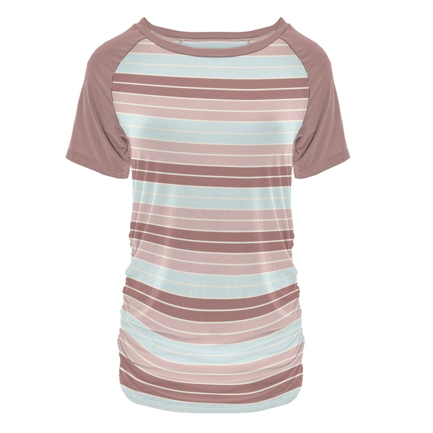 Print Short Sleeve Raglan Maternity Tee in Active Stripe