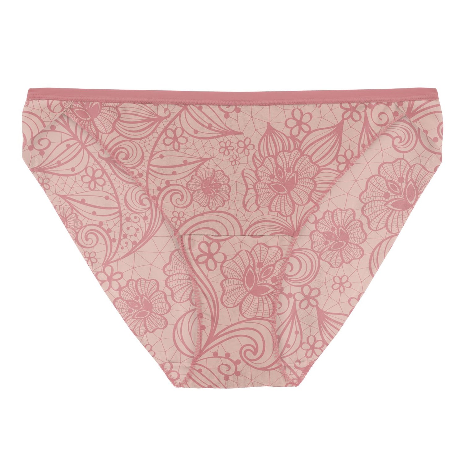 Women's Print Bikini Brief in Peach Blossom Lace