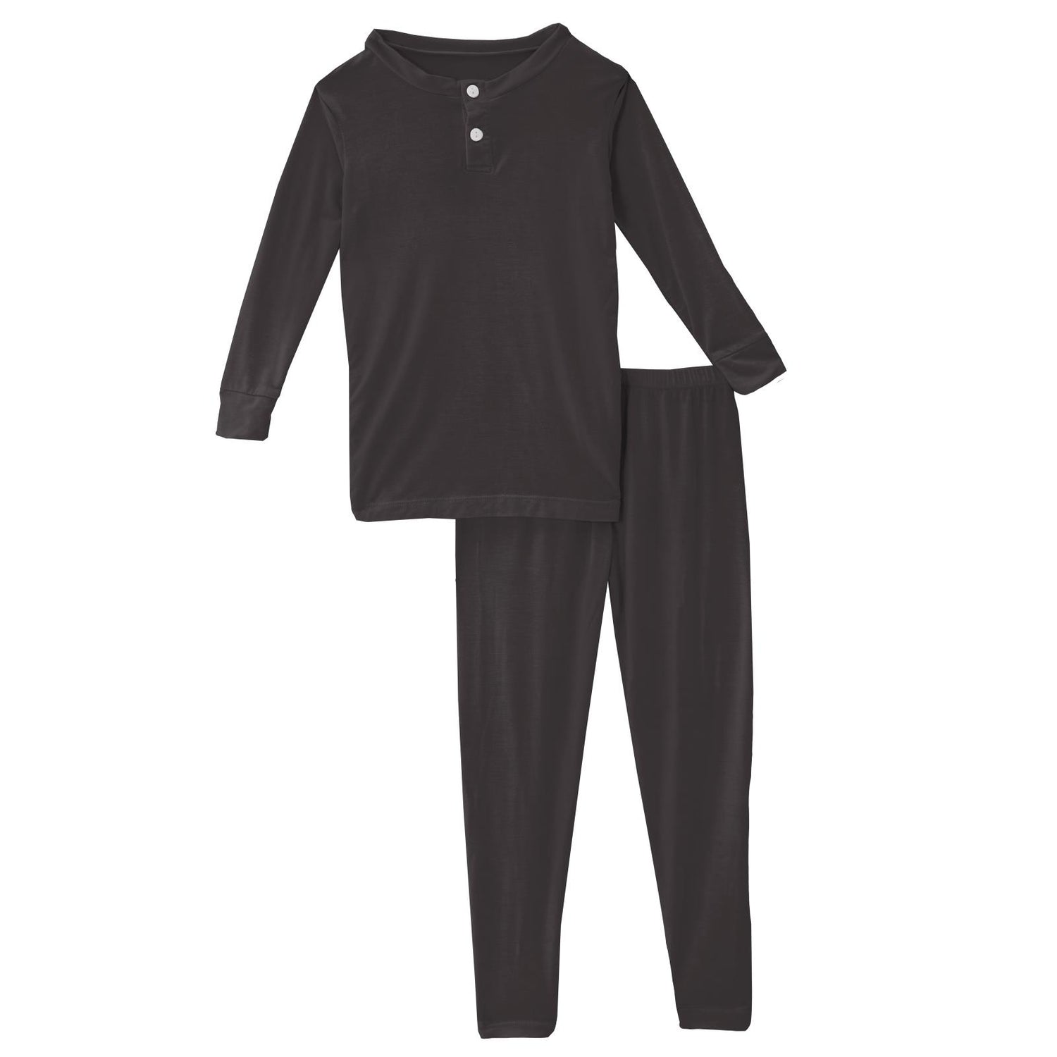 Long Sleeve Henley Pajama Set in Midnight