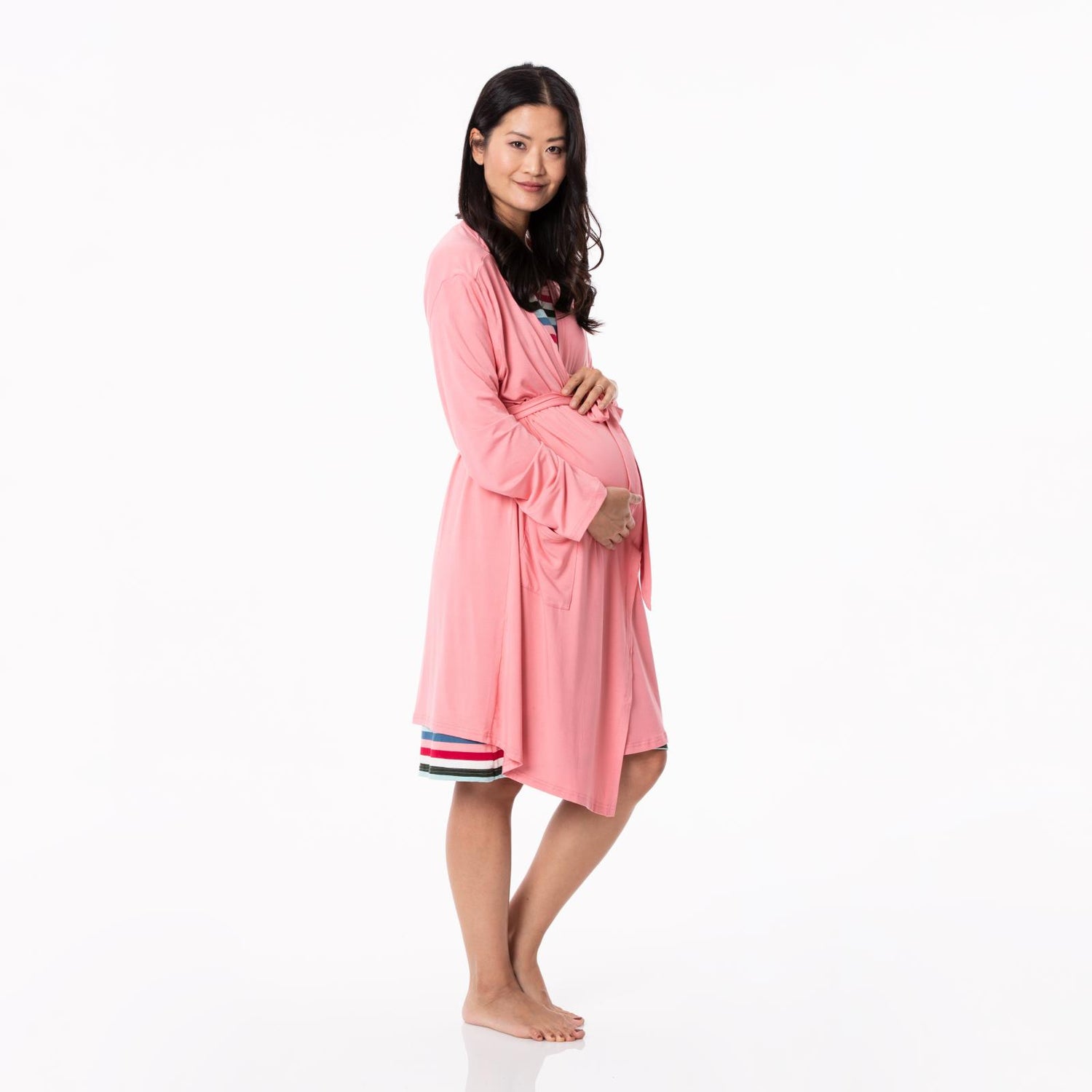 Mid Length Lounge Robe in Strawberry