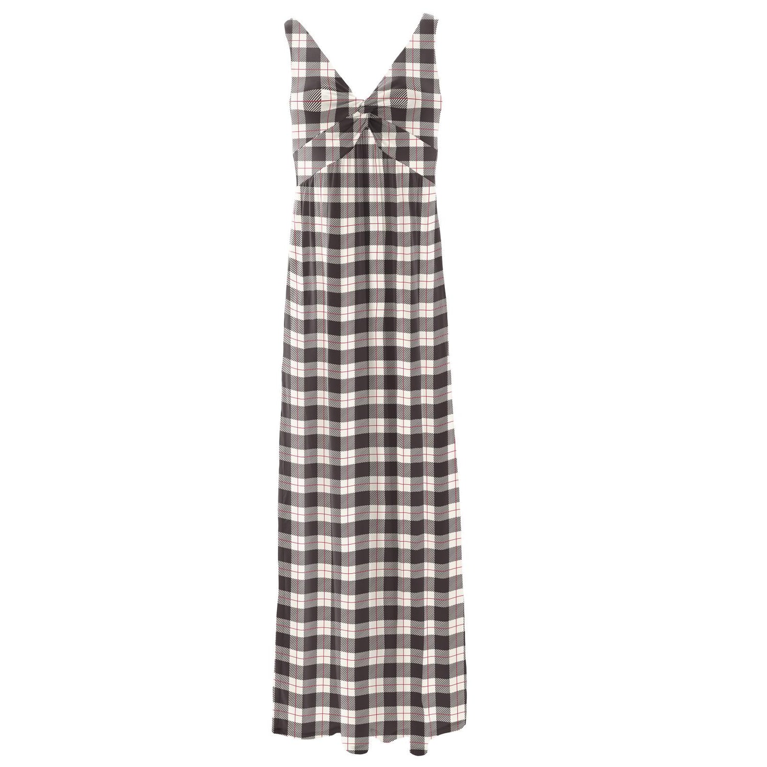 Women's Print Simple Twist Nightgown in Midnight Holiday Plaid