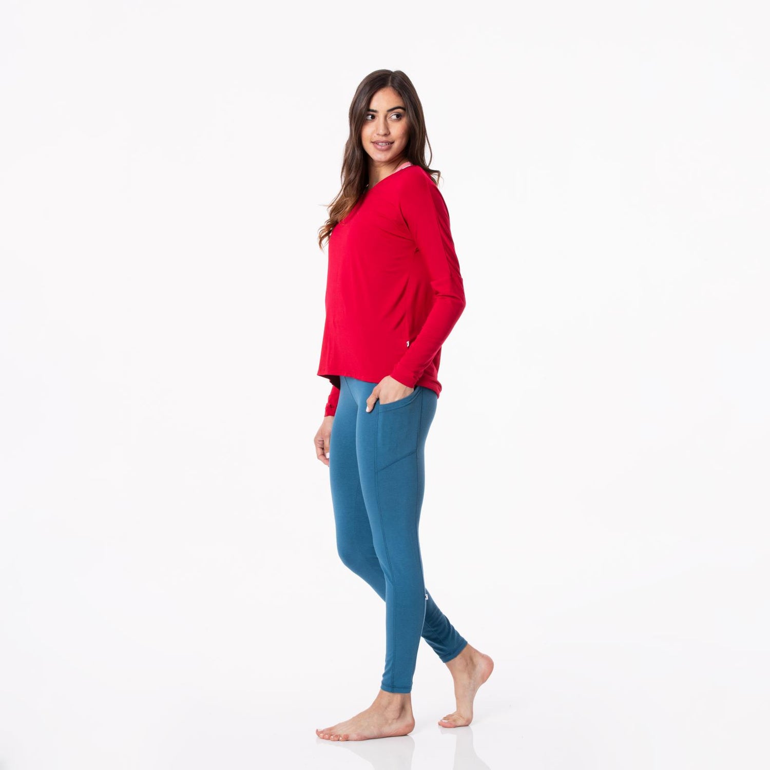 Women's Solid Open Back Top in Crimson