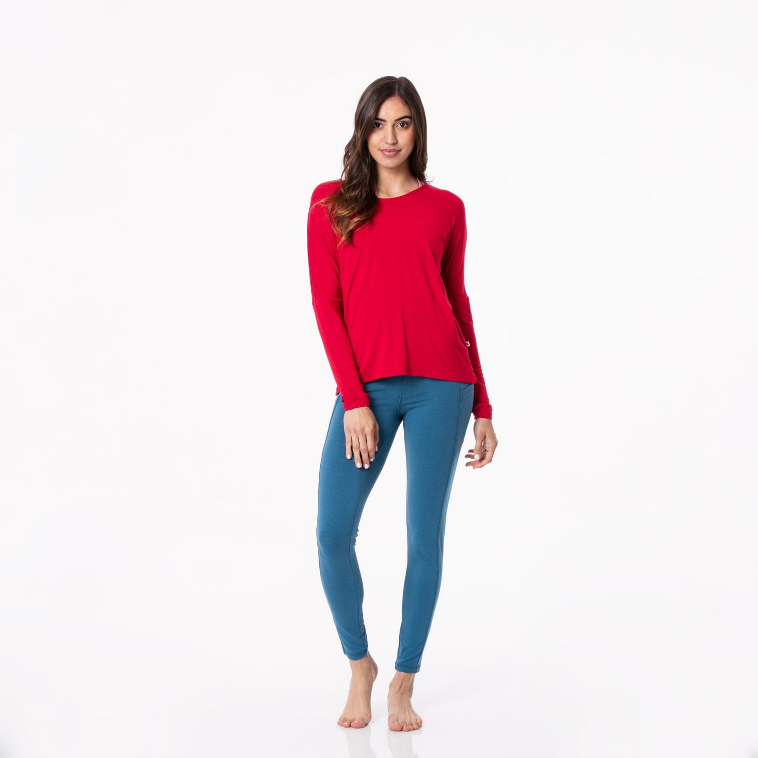 Women's Solid Open Back Top in Crimson