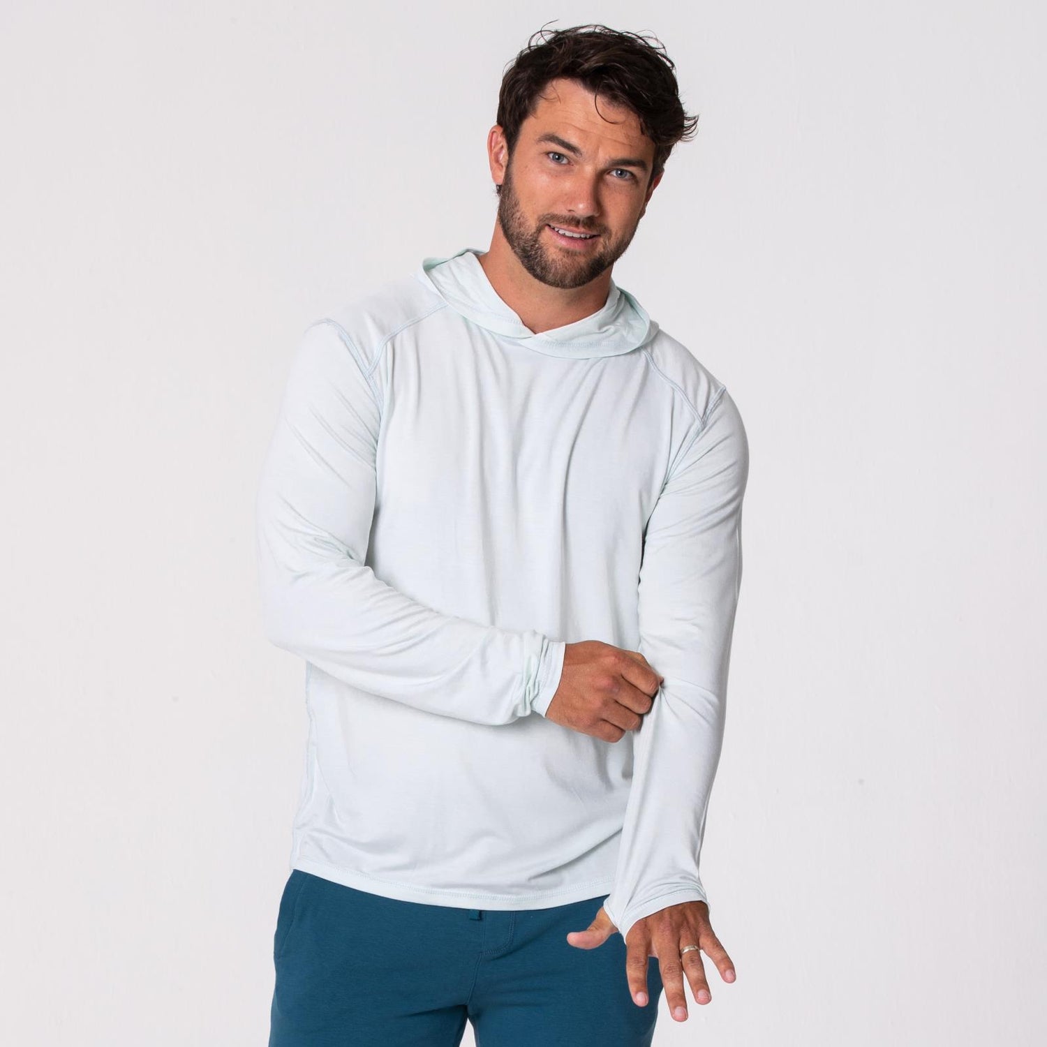 Men's Long Sleeve Hooded Tee in Fresh Air