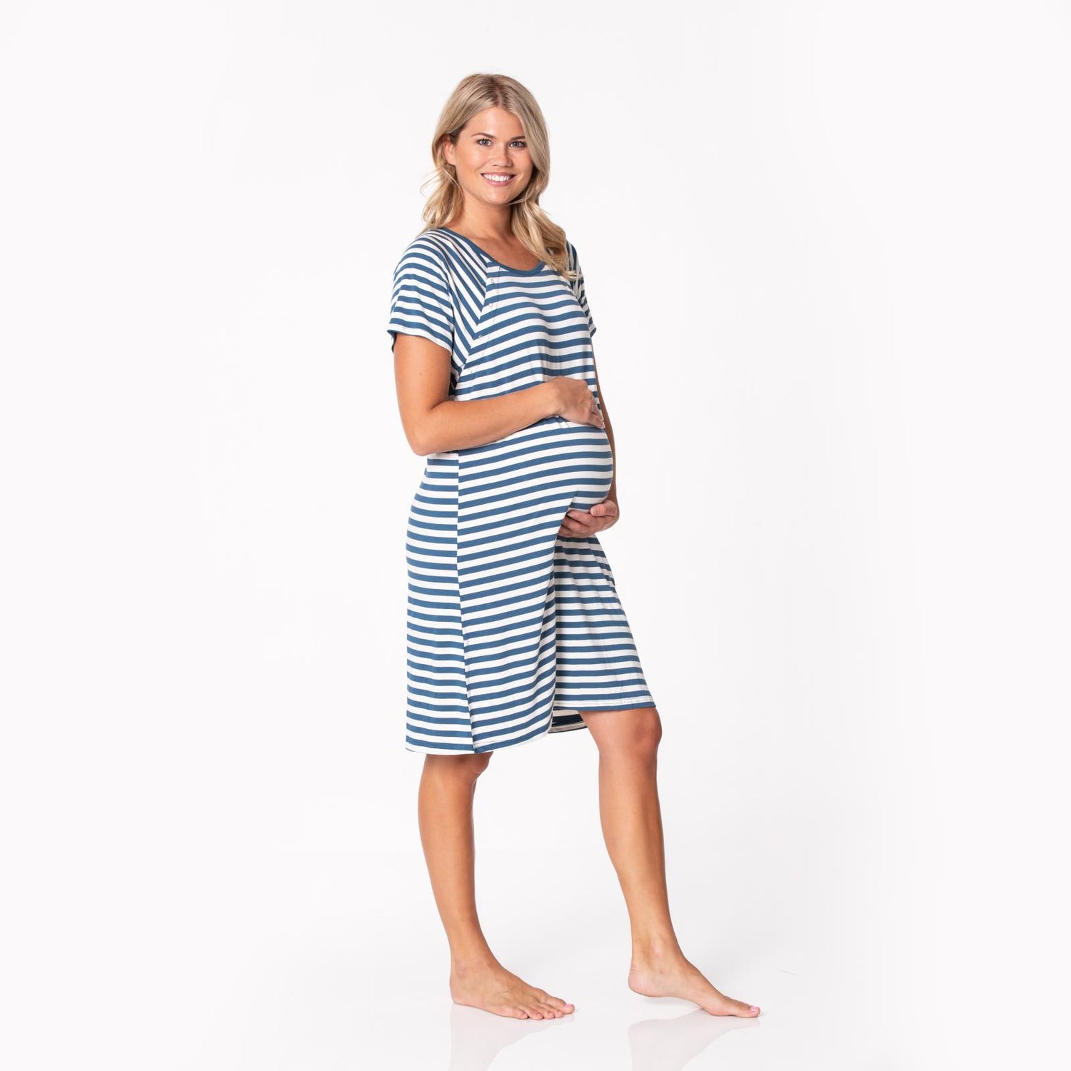 Women's Print Hospital Gown in Nautical Stripe