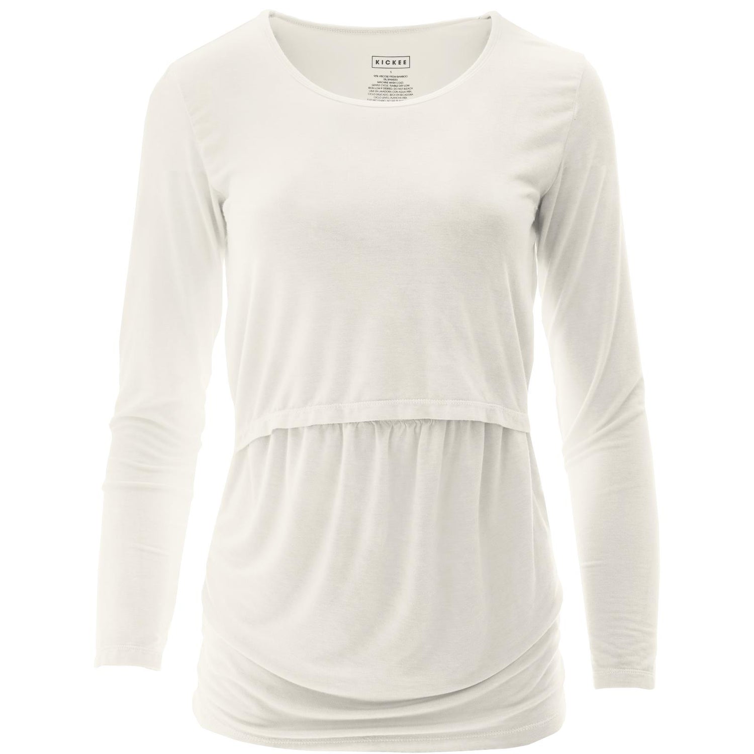 Women's Solid Long Sleeve Nursing Tee in Natural