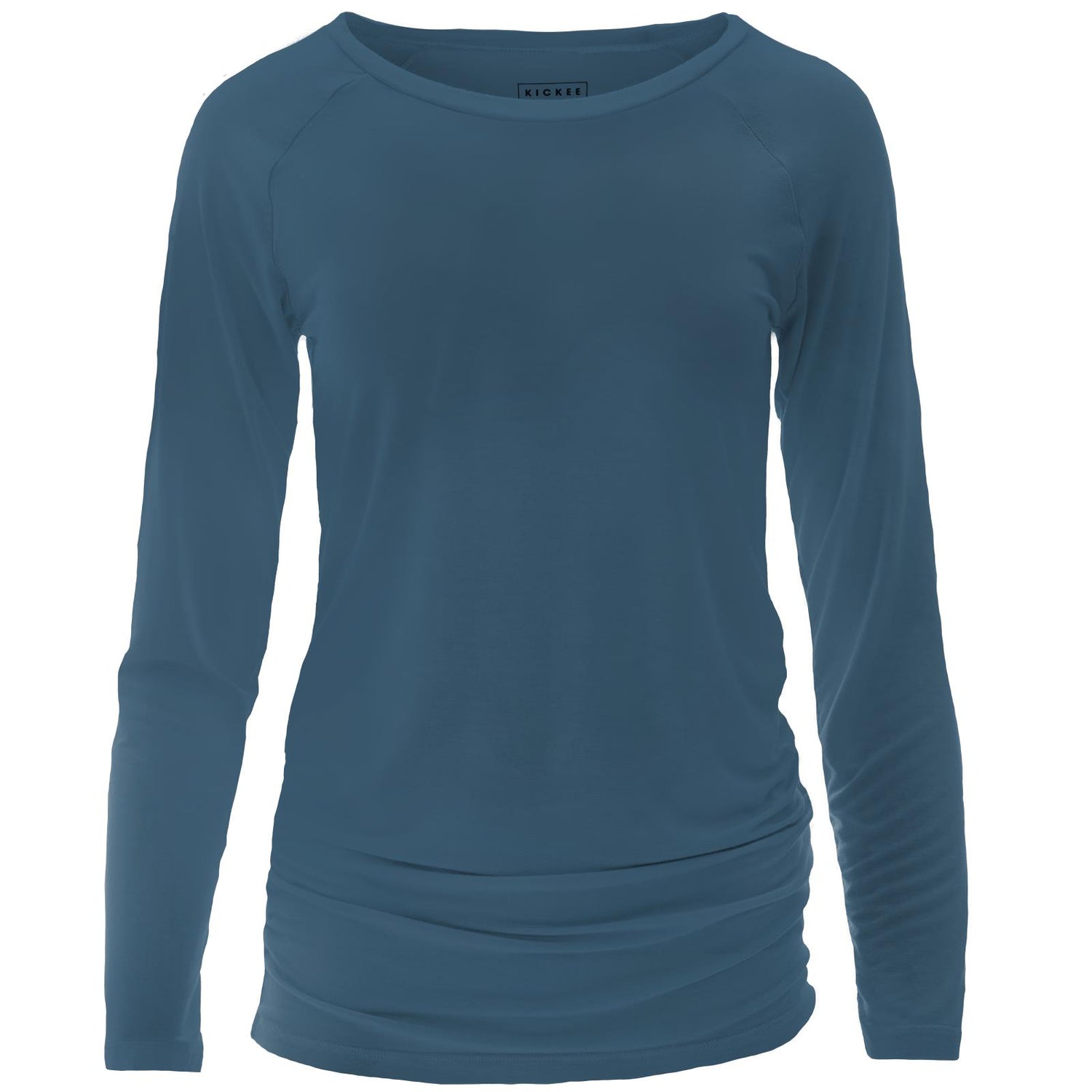 Women's Long Sleeve Raglan Maternity Tee in Deep Sea