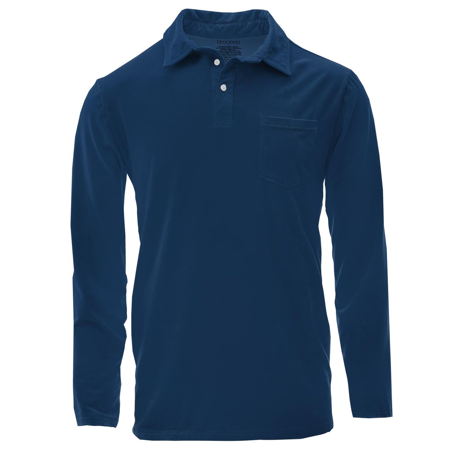 Men's Solid Long Sleeve Luxe Jersey Polo with Pocket in Navy