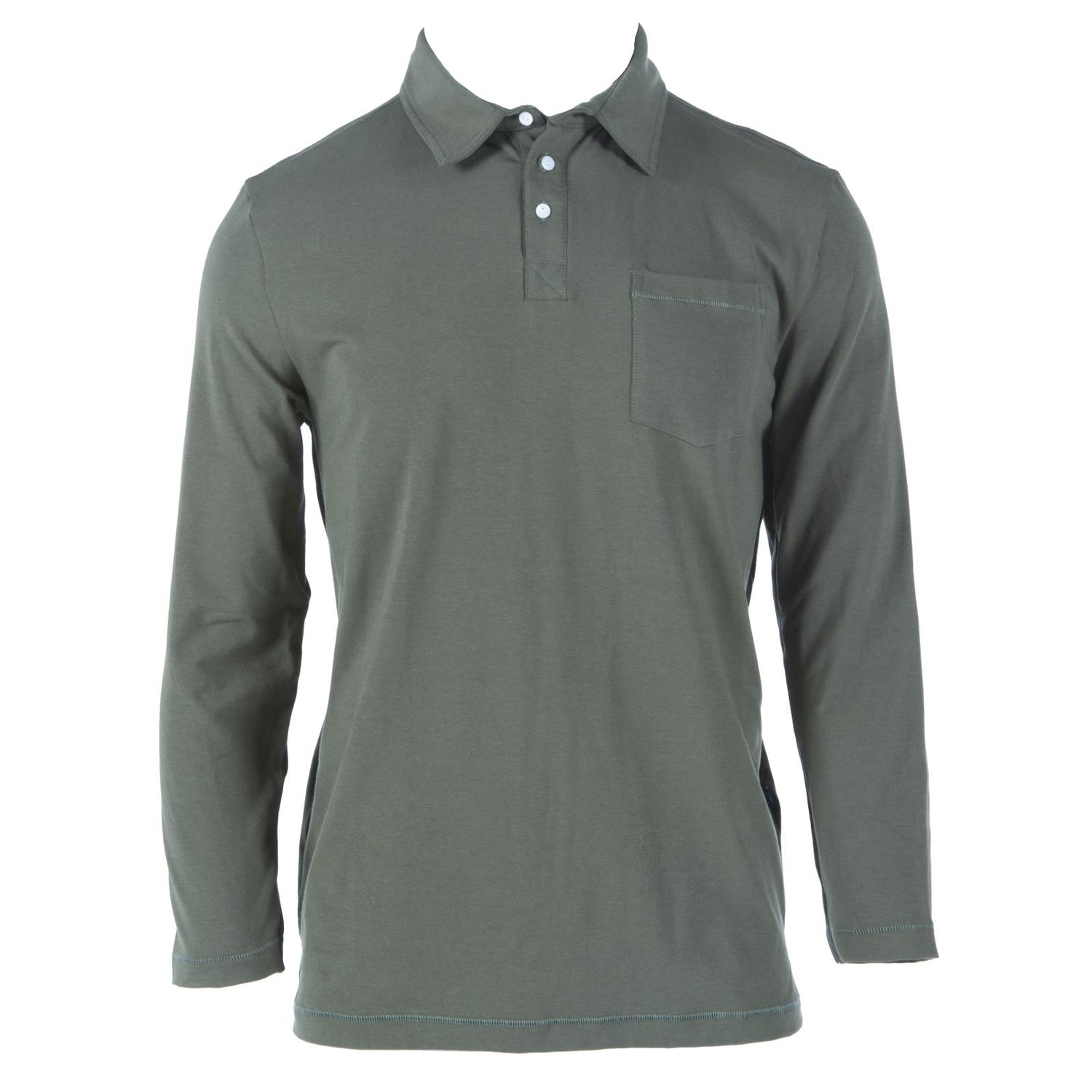 Men's Long Sleeve Luxe Jersey Polo in Succulent