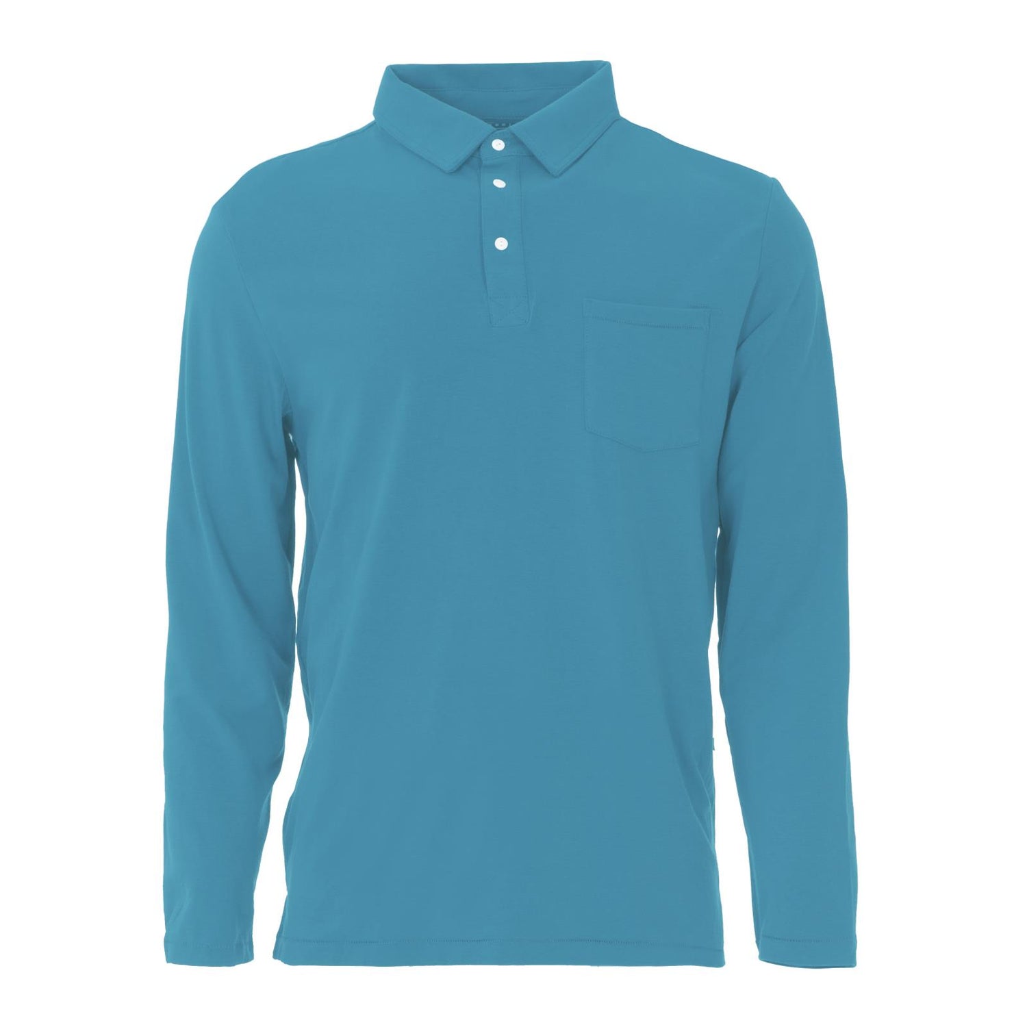 Men's Long Sleeve Luxe Jersey Polo in Seagrass