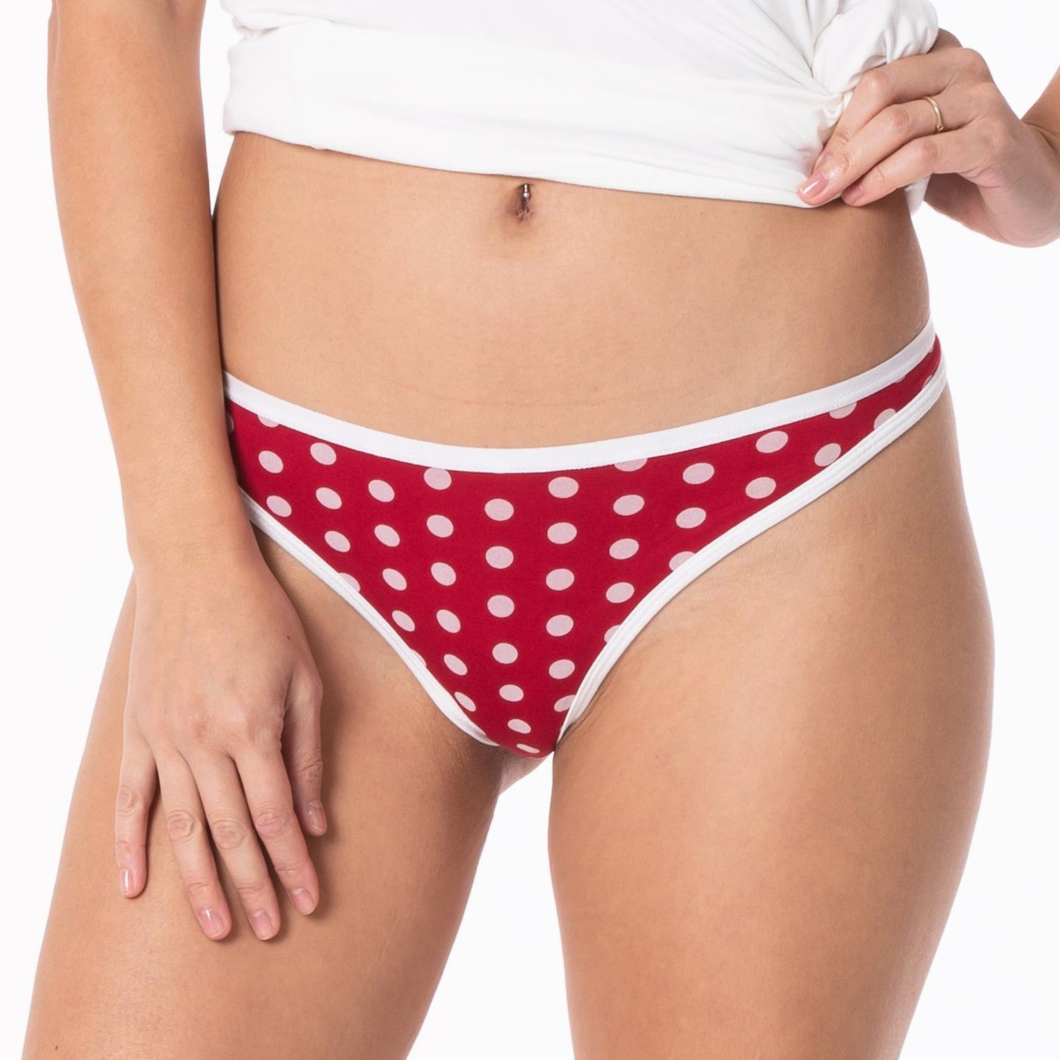 Women's Print Classic Thong in Candy Apple Polka Dots