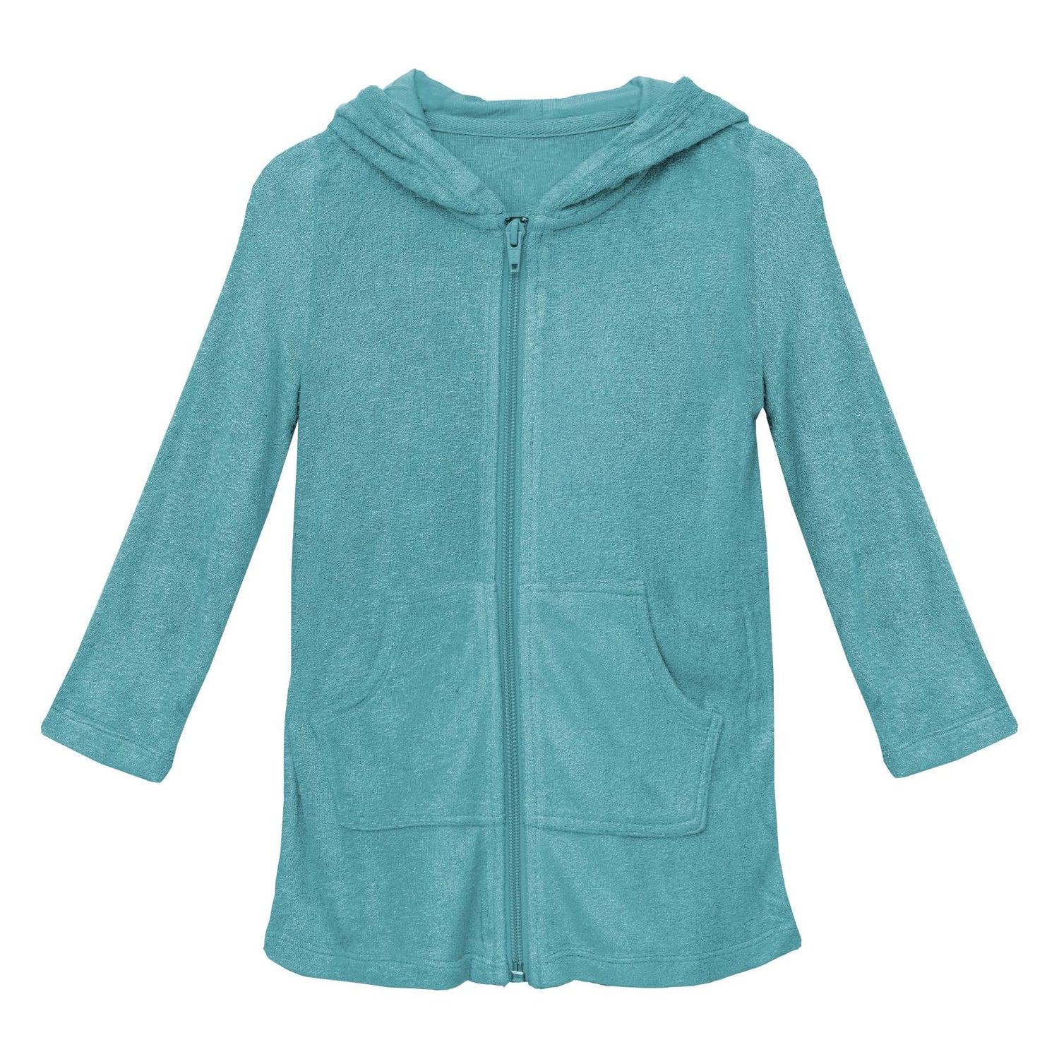 Terry Zip-Front After Swim Robe in Glacier