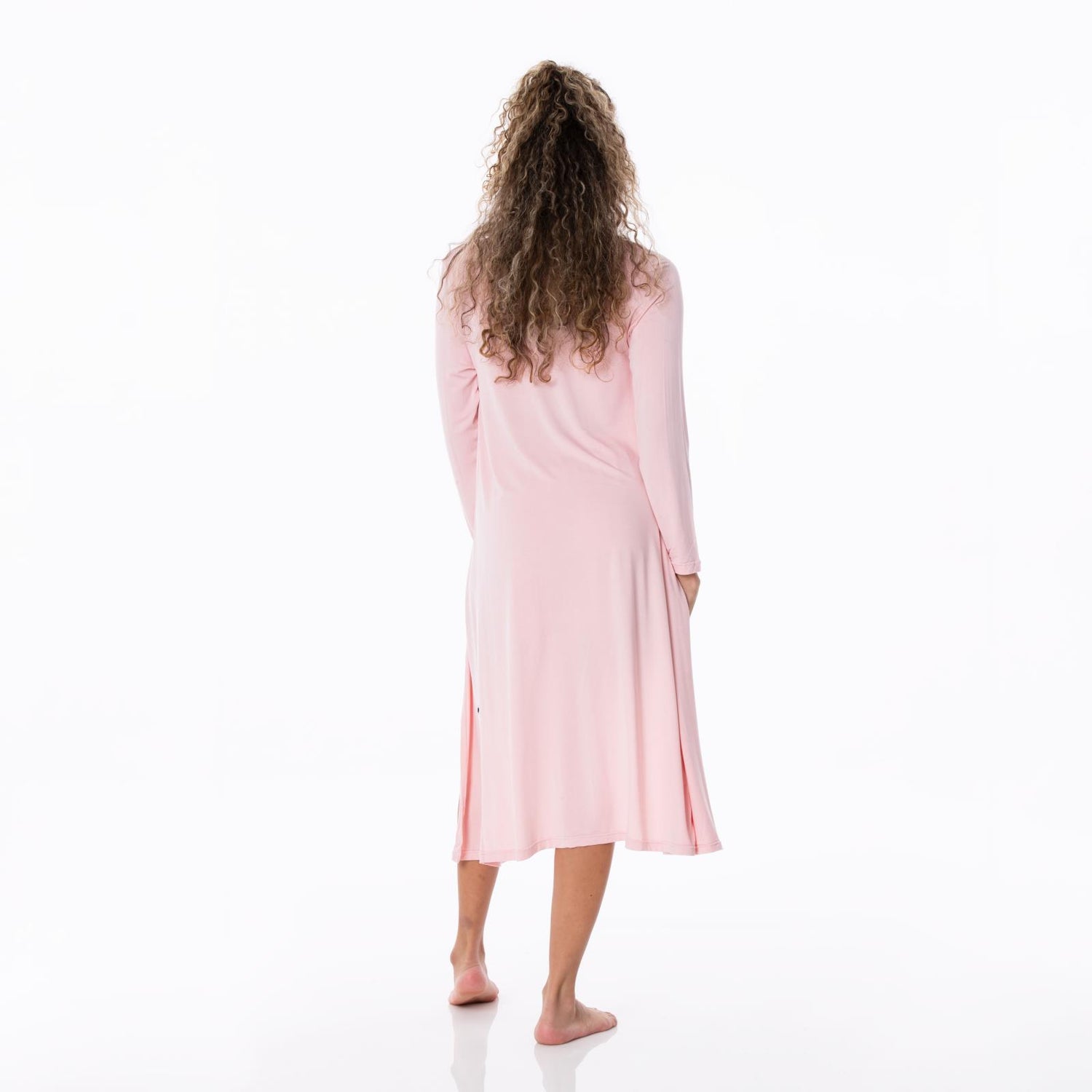 Women's Print Sleeping Bra, Tulip Shorts and Duster Robe Set in Baby Rose Tie Dye