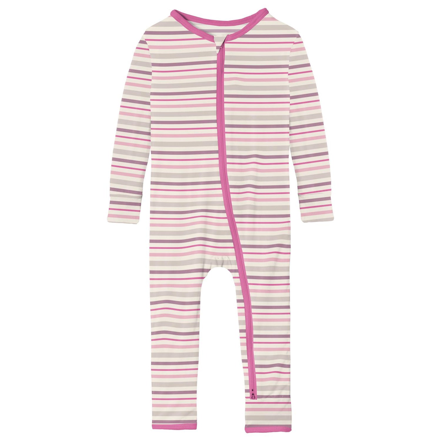 Print Coverall with 2 Way Zipper in Whimsical Stripe