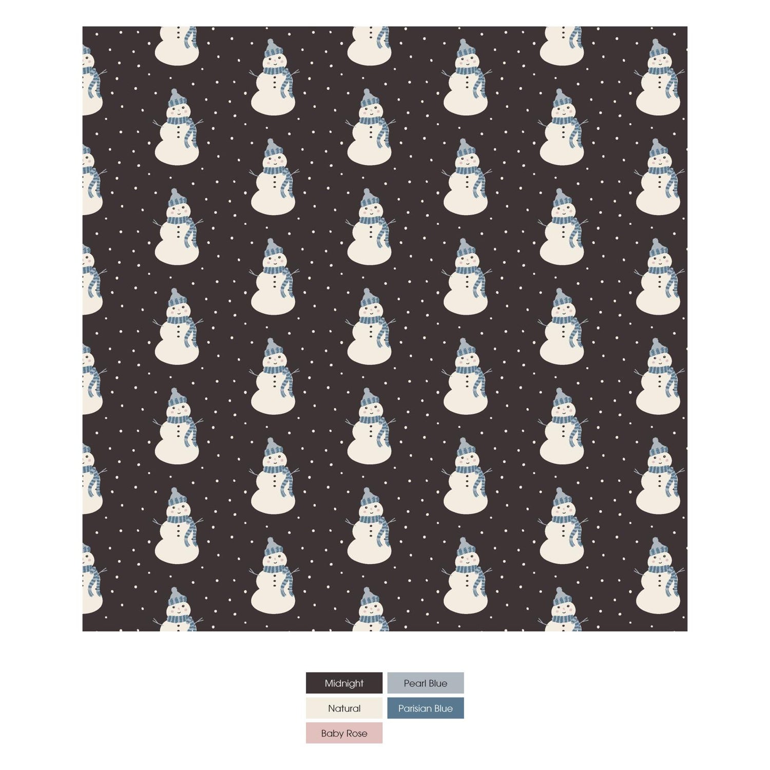 Print Swaddling Blanket in Midnight Tiny Snowman