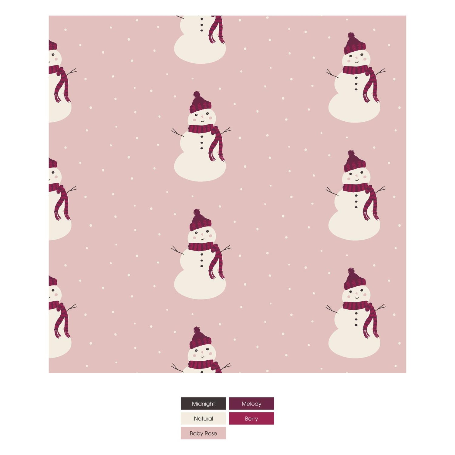 Women's Print Long Sleeve Jumpsuit with Hood in Baby Rose Snowman