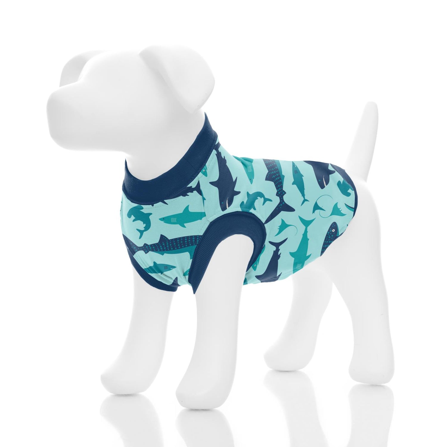 Print Sleeveless Dog Tee in Summer Sky Shark Week