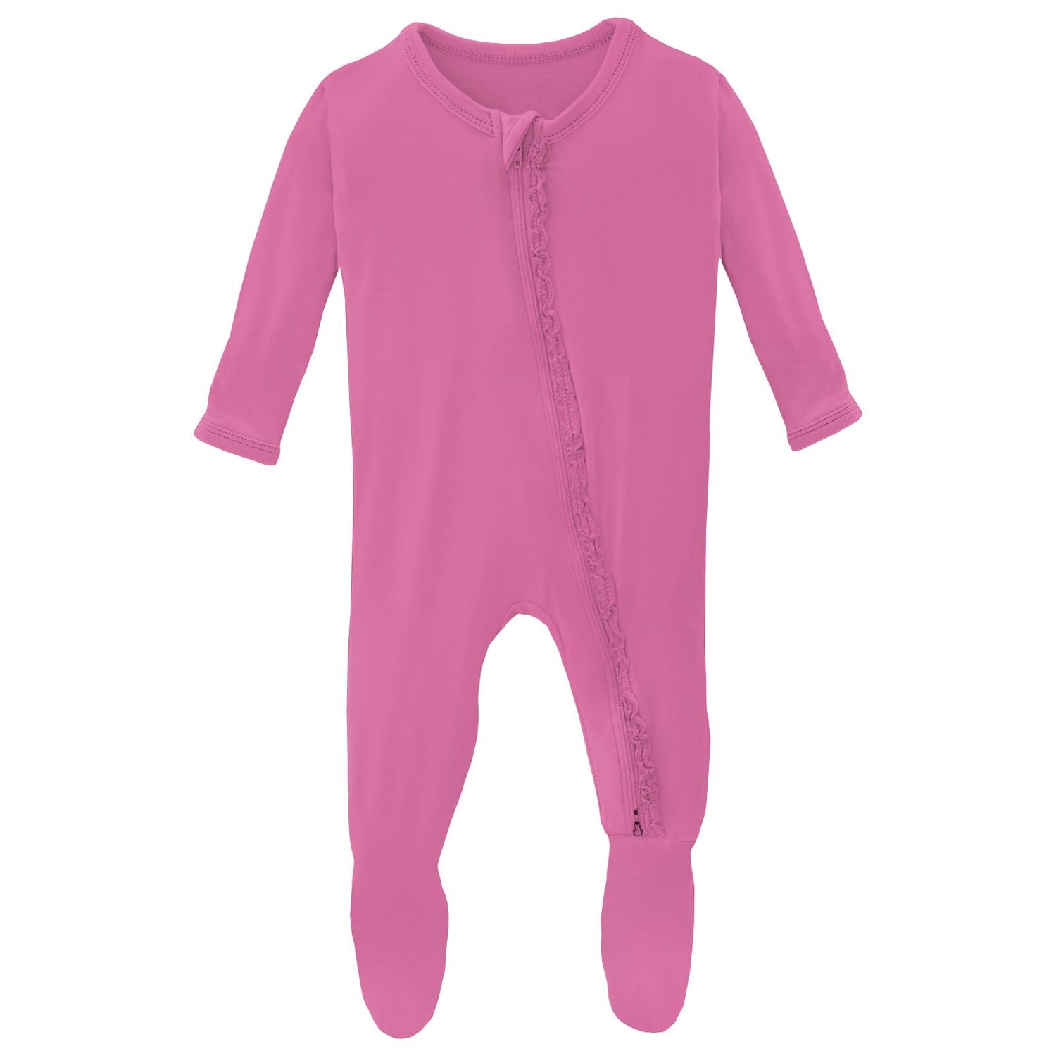Muffin Ruffle Footie with 2 Way Zipper in Tulip