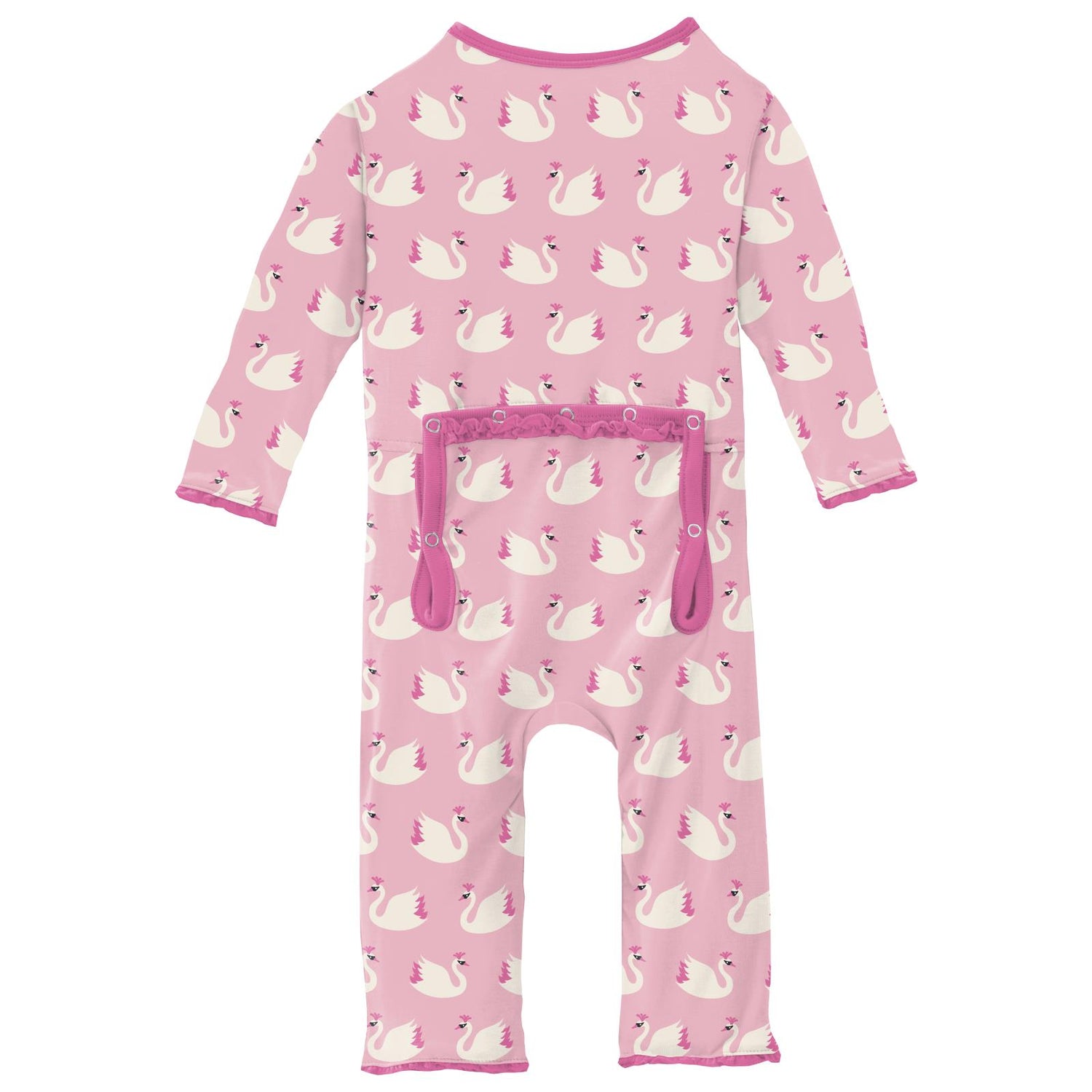Print Muffin Ruffle Coverall with 2 Way Zipper in Cake Pop Swan Princess
