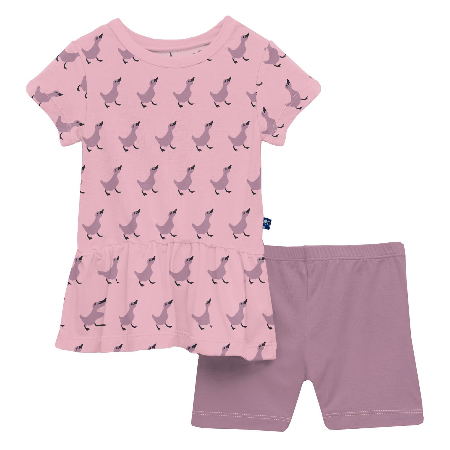 Print Short Sleeve Playtime Outfit Set in Cake Pop Ugly Duckling