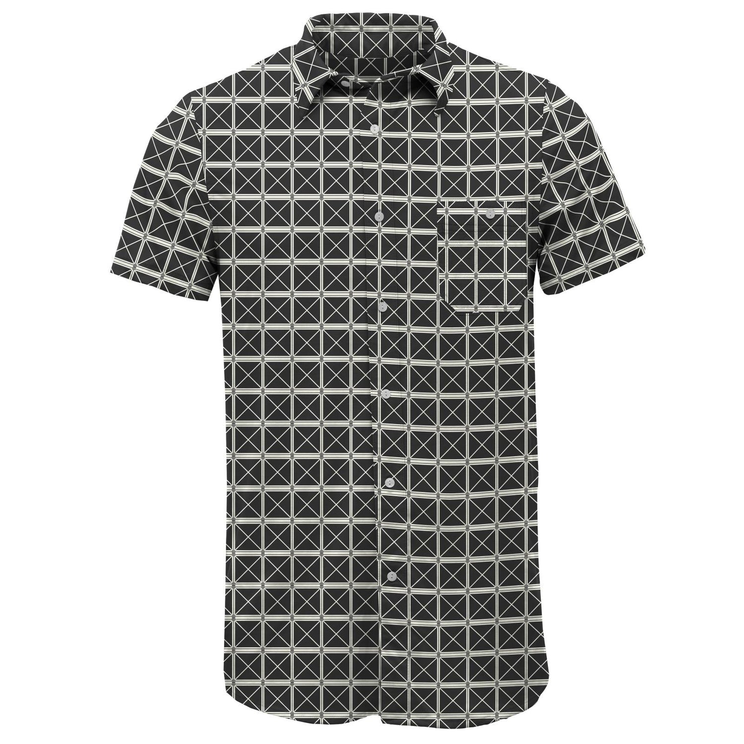Men's Print Short Sleeve Button Down Shirt in Midnight Infrastructure