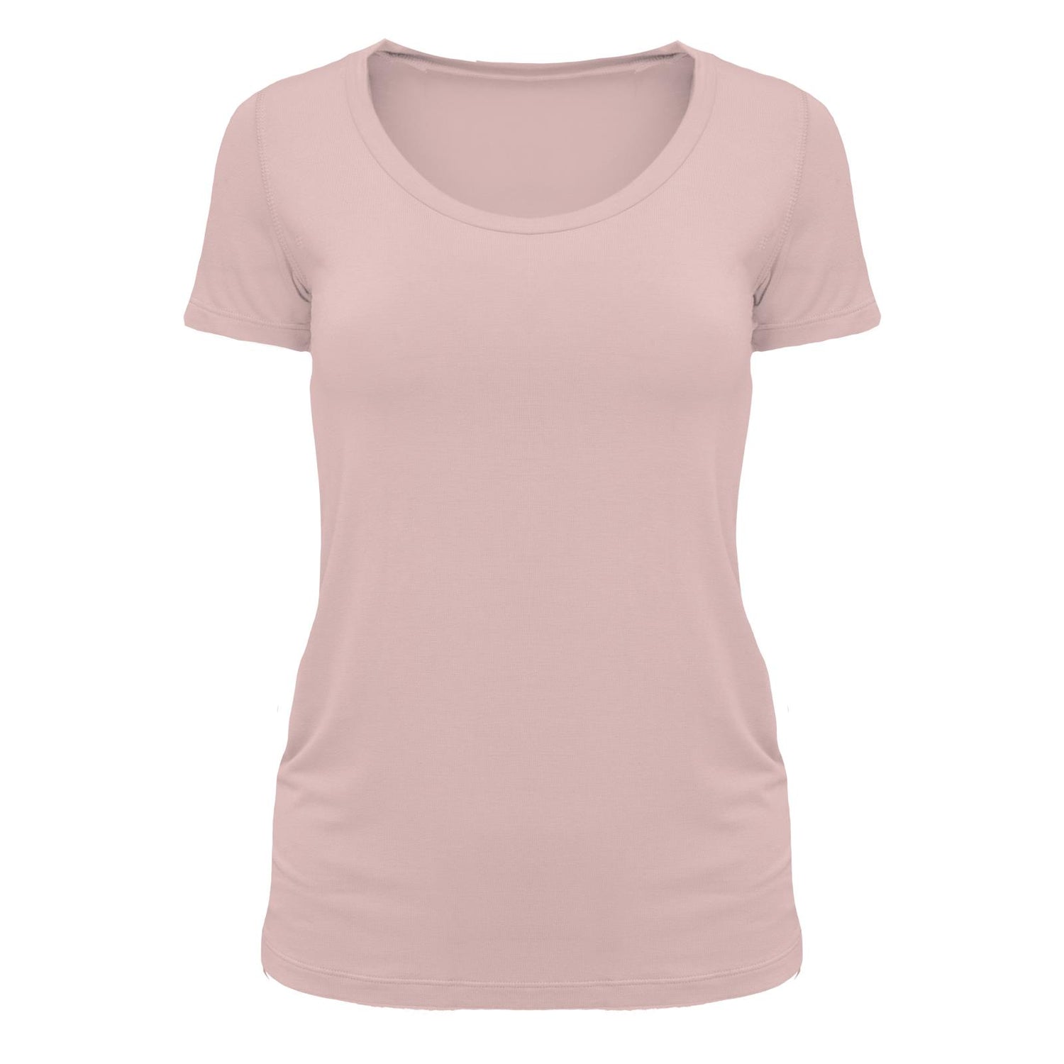 Women's Solid Short Sleeve Scoop Neck Tee in Baby Rose