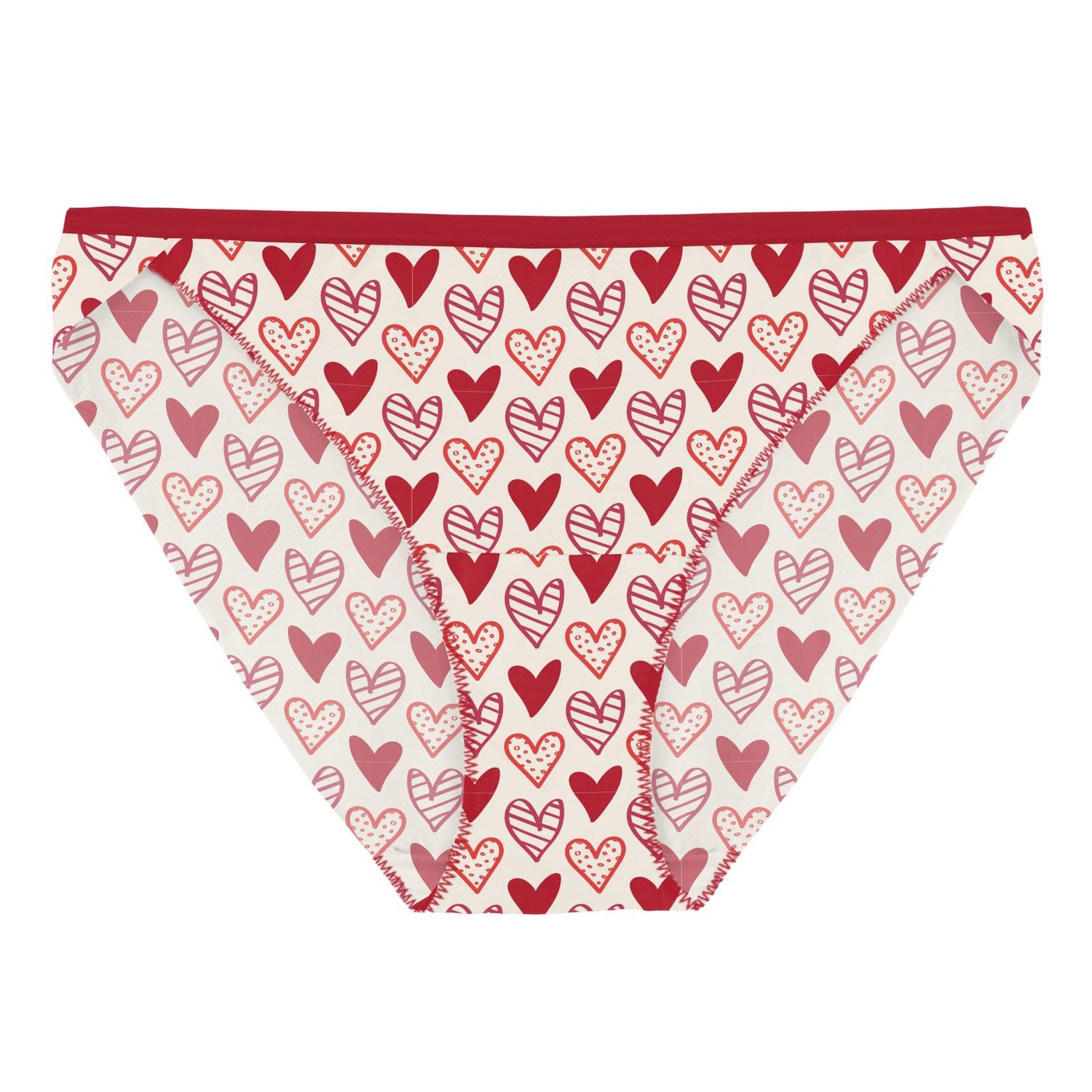 Women's Print Bikini Brief in Natural Heart Doodles