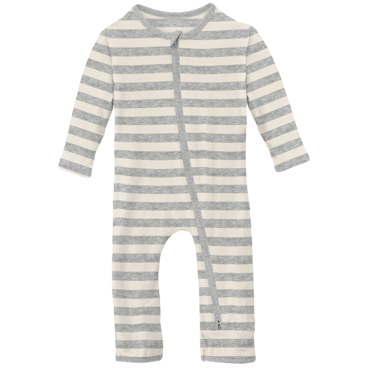 Print Coverall with 2 Way Zipper in Heathered Mist Sweet Stripe
