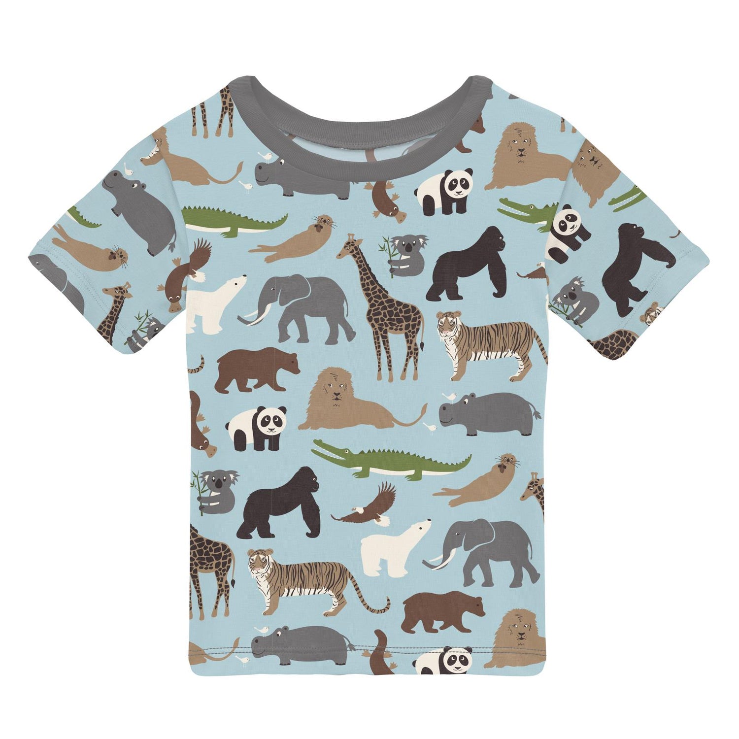 Print Short Sleeve Easy Fit Crew Neck Tee in Spring Sky Zoo