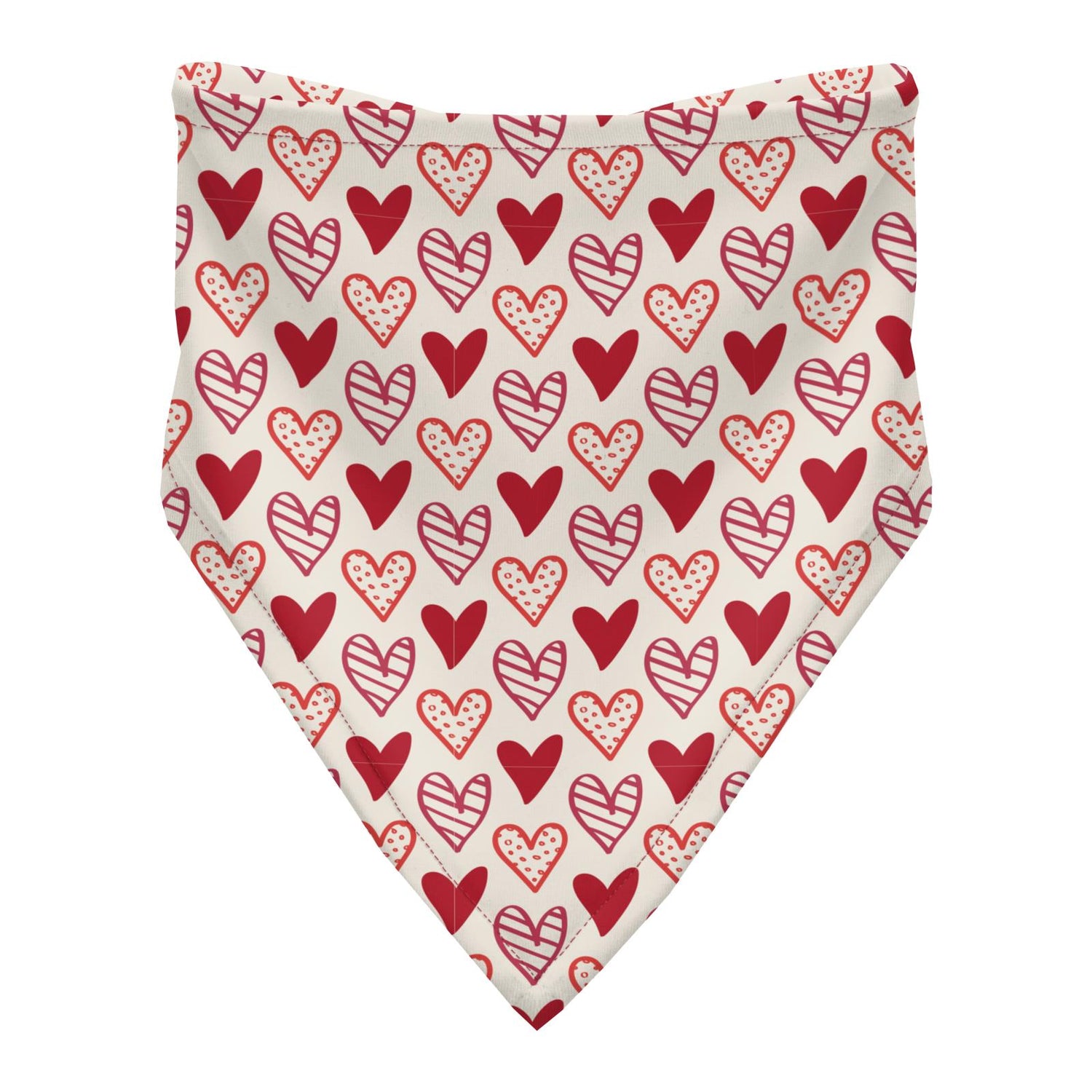 Print Bandana Bib in Natural Heart Doodles