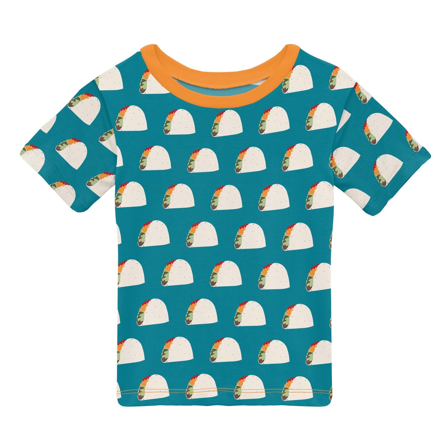 Print Short Sleeve Easy Fit Crew Neck Tee in Seagrass Tacos