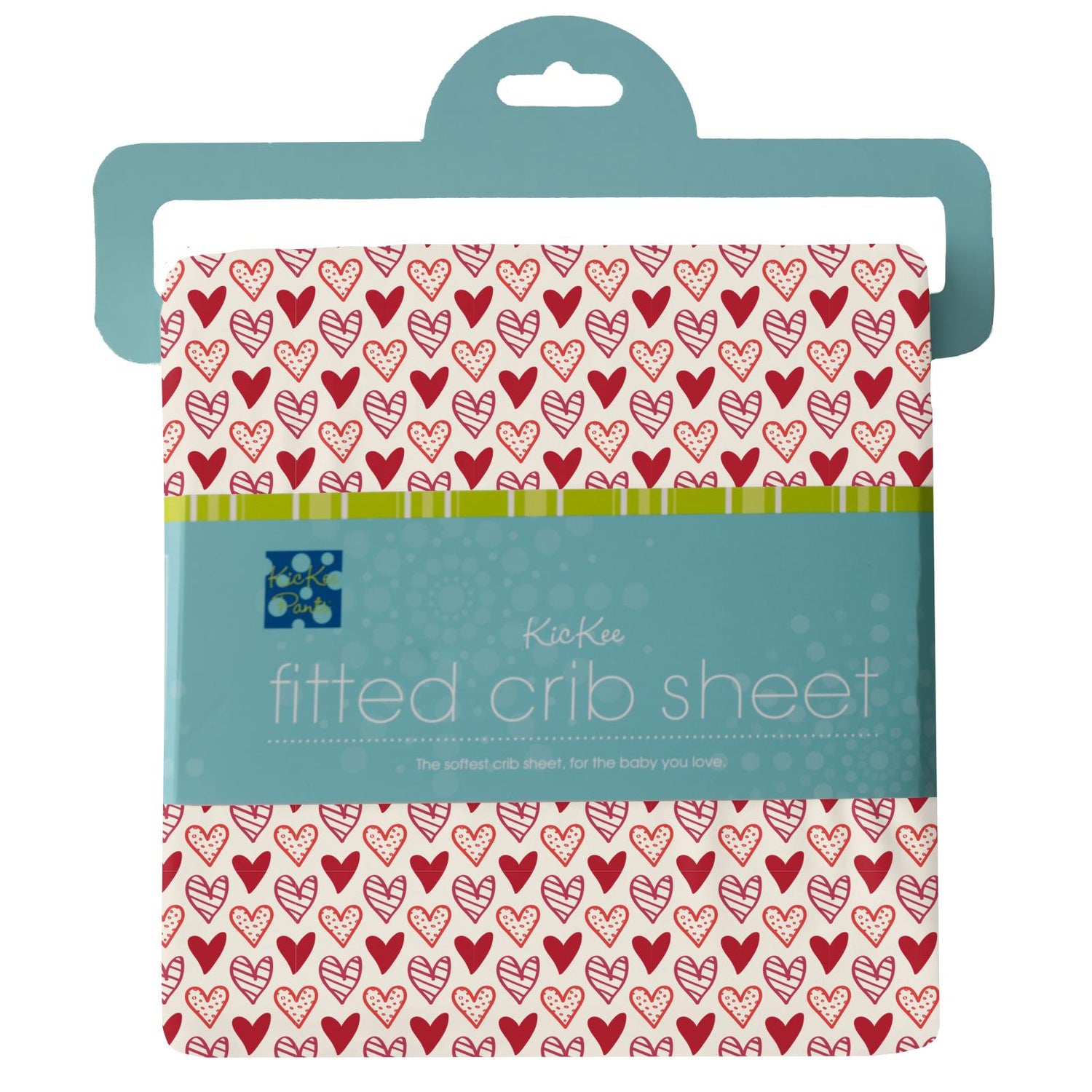 Print Fitted Crib Sheet in Natural Heart Doodles