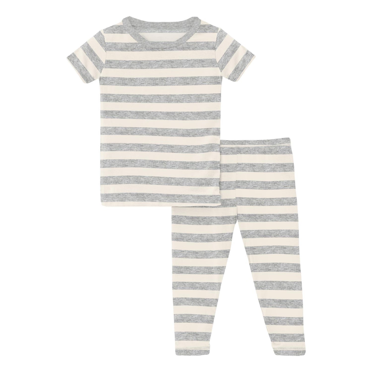 Print Short Sleeve Pajama Set in Heathered Mist Sweet Stripe