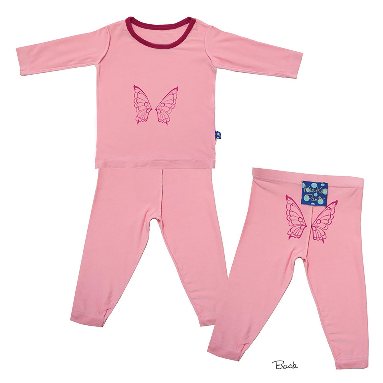 Print Long Sleeve Pajama in Lotus with Berry Butterfly