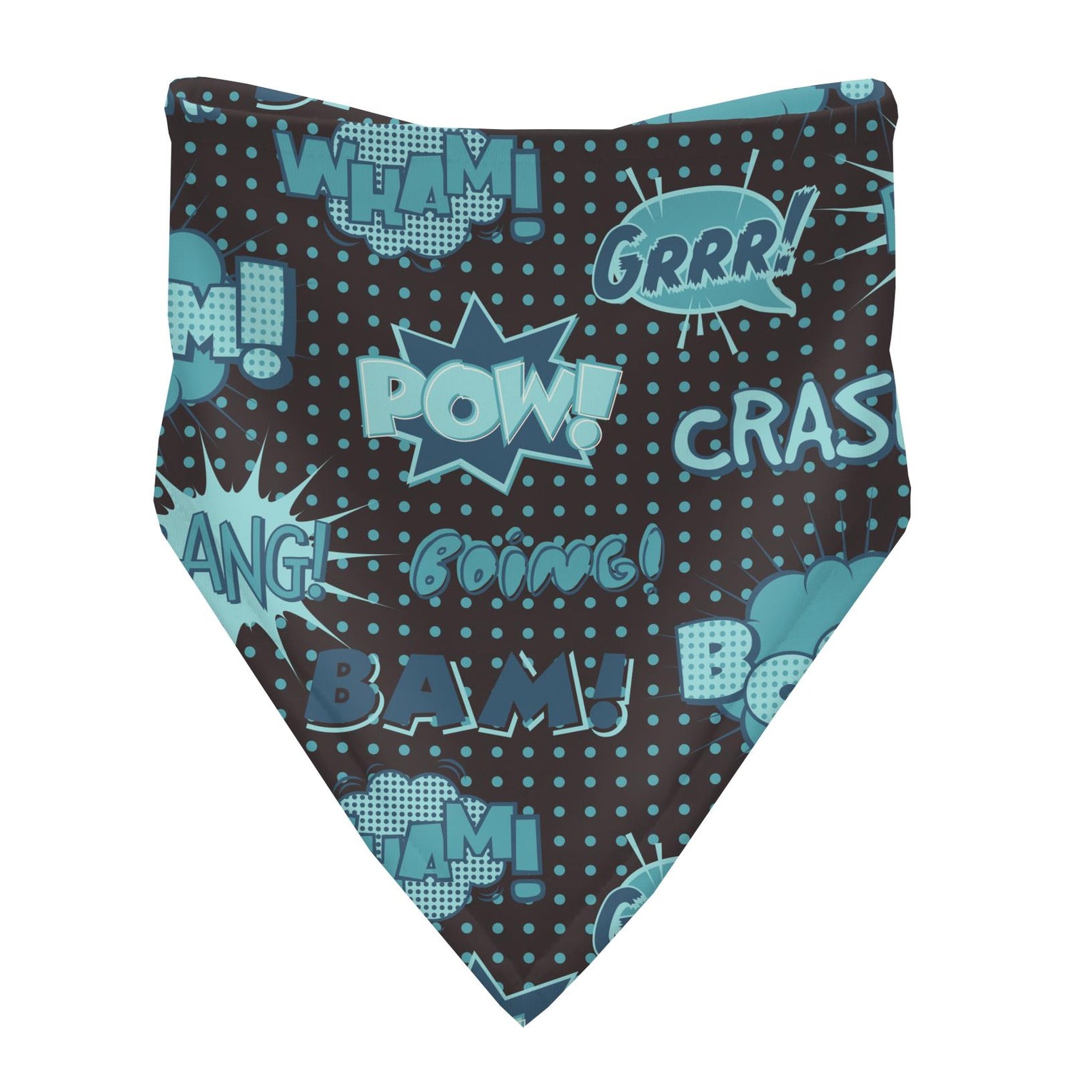 Print Bandana Bib Set of 3 in Midnight Comic Onomatopoeia , Glacier Argyle & Jailhouse Rock Stripe