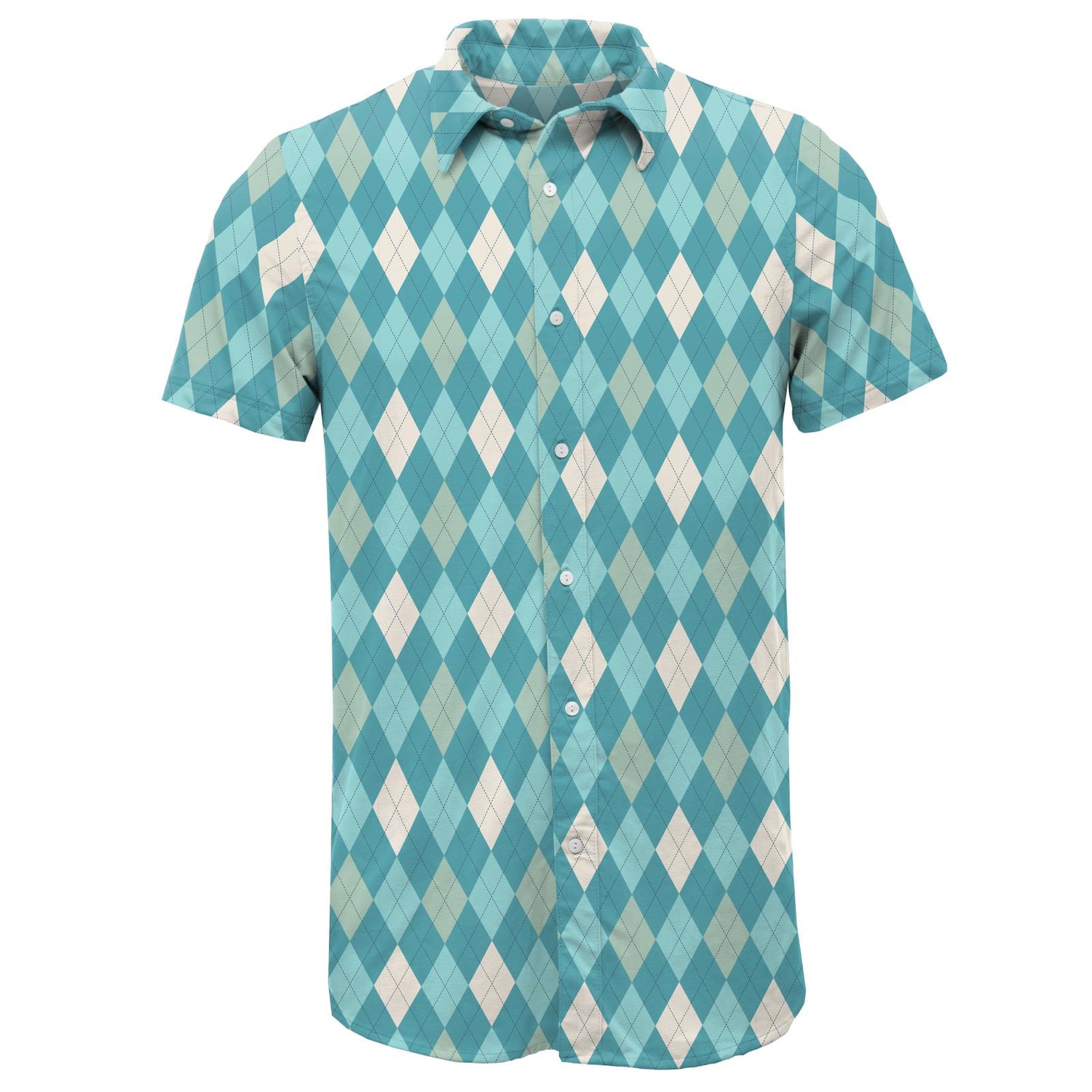 Men's Print Short Sleeve Button Down Shirt in Glacier Argyle