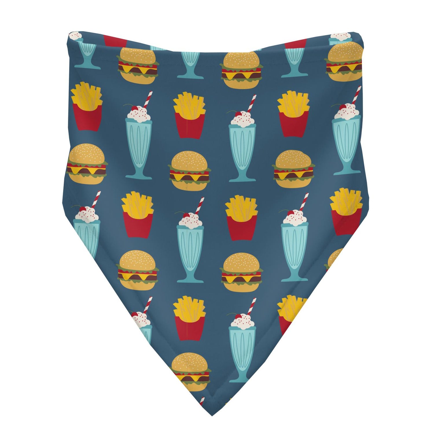 Print Bandana Bib Set of 3 in Deep Sea Cheeseburger, Summer Sky Bowling & Cruisin' Stripe