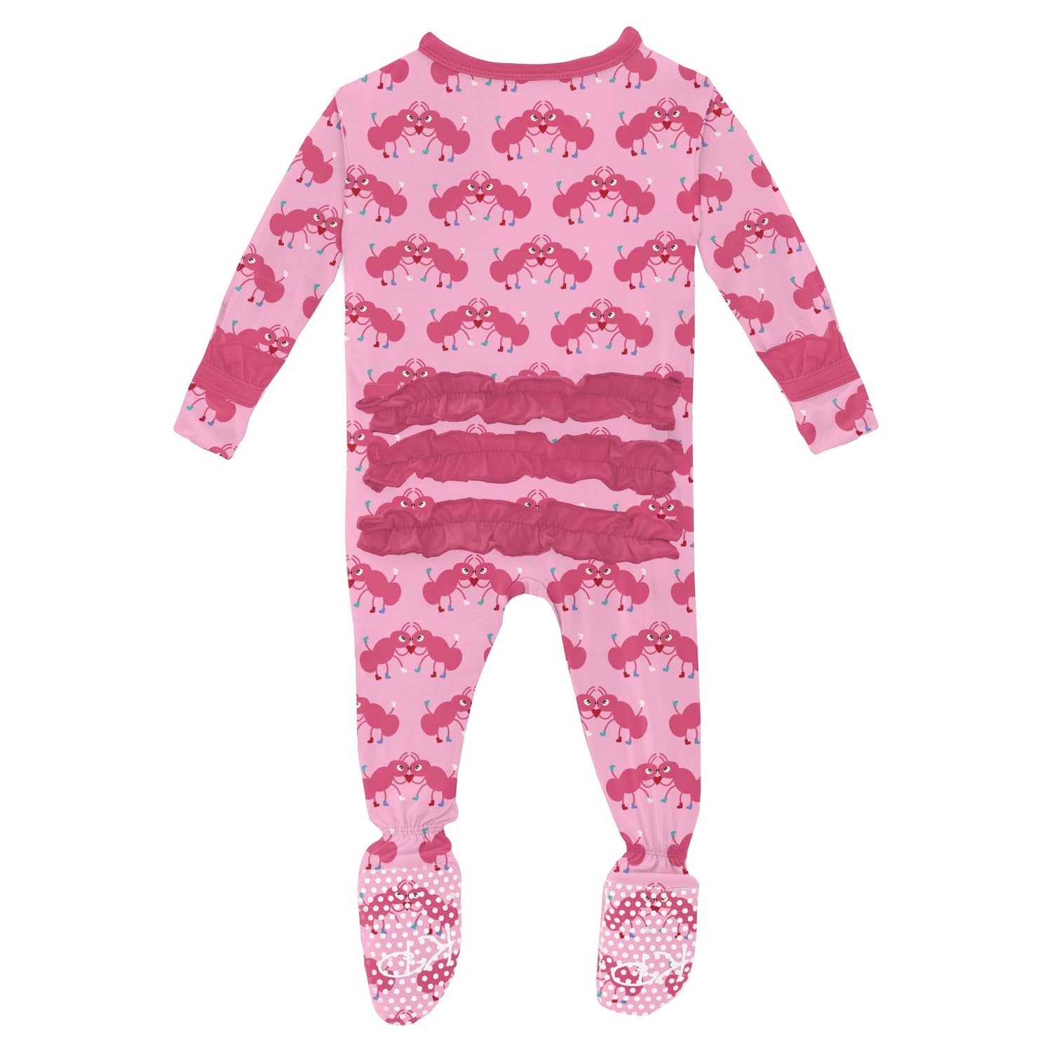 Print Classic Ruffle Footie with Snaps in Cotton Candy Jitterbug