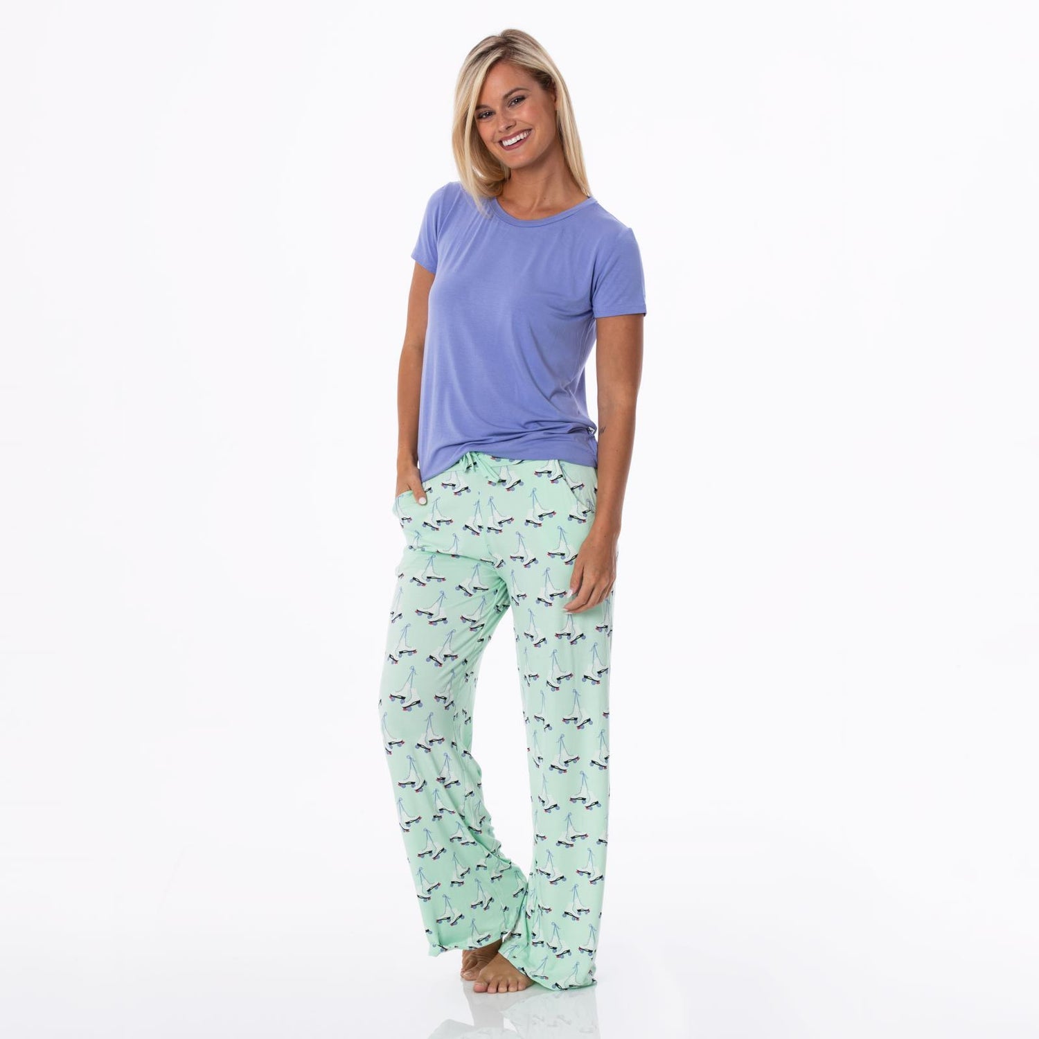 Women's Print Lounge Pants in Pistachio Roller Skates