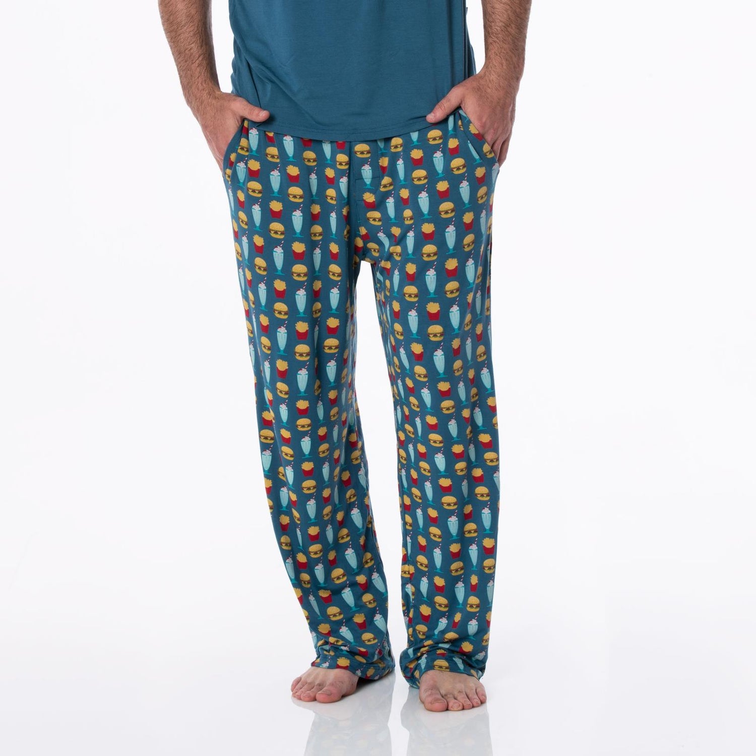 Men's Print Pajama Pants in Deep Sea Cheeseburger