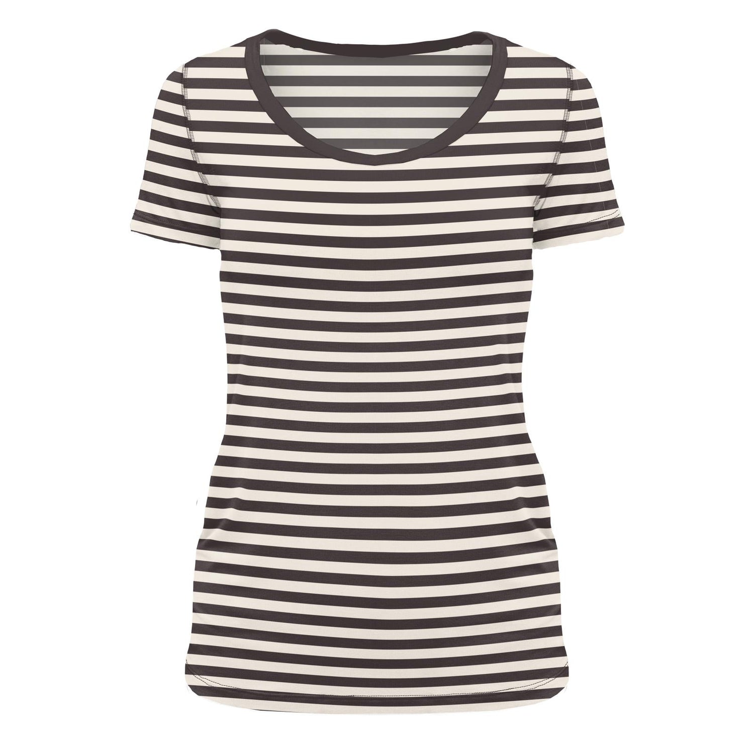Women's Print Short Sleeve Scoop Neck Tee in Jailhouse Rock Stripe