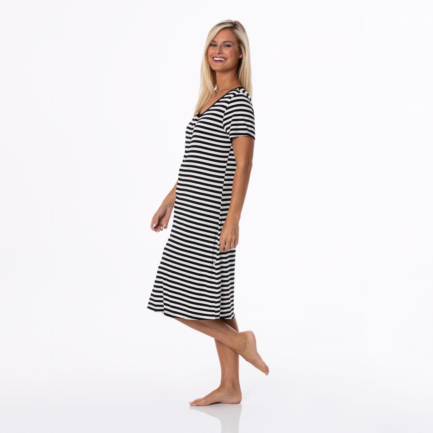 Women's Print Nursing Nightgown in Jailhouse Rock Stripe
